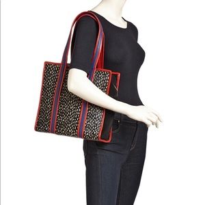 Sophie Cano Printed Shearling and Leather Tote